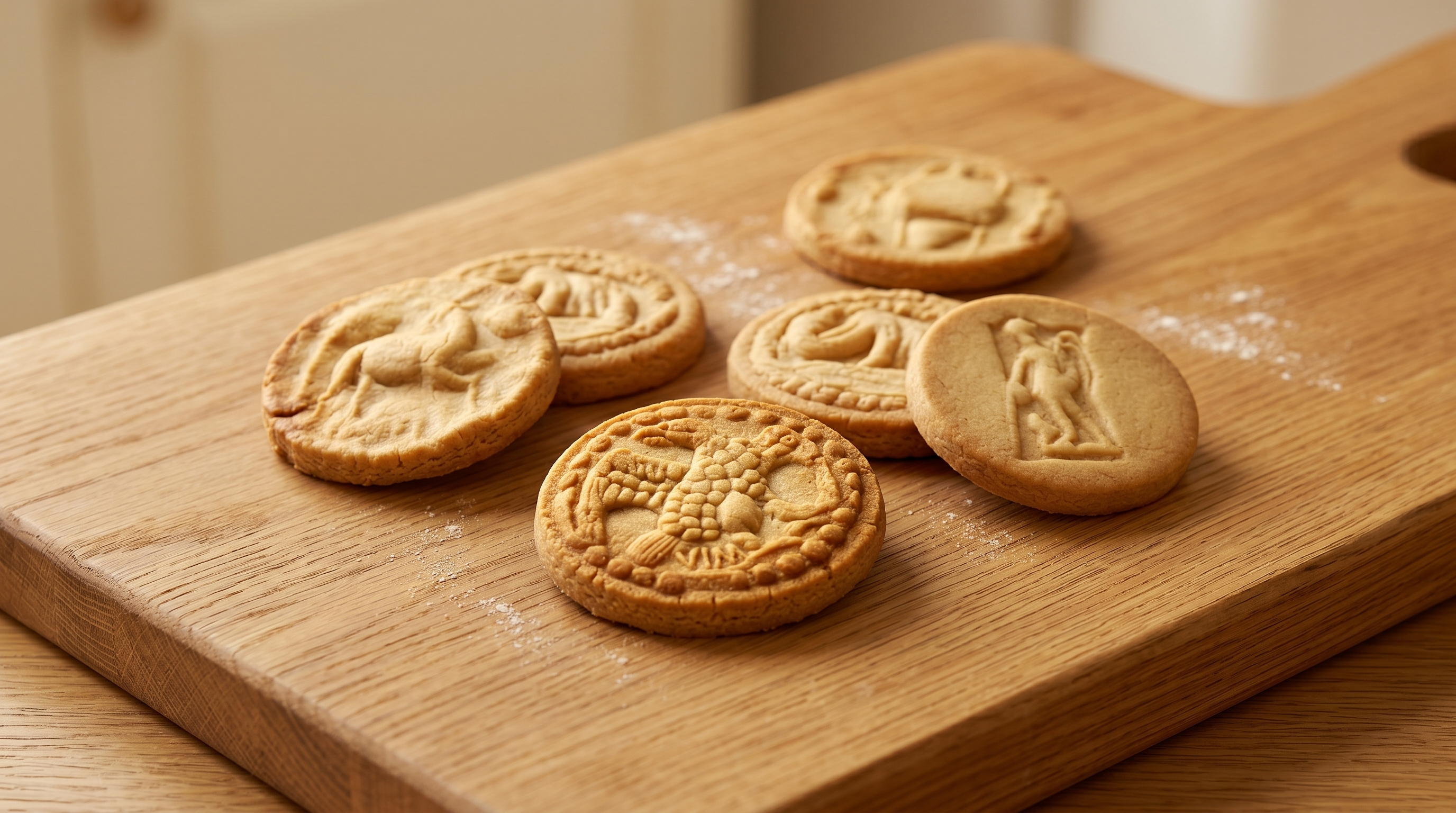 Amulum kolačići na dasci posutoj brašnom