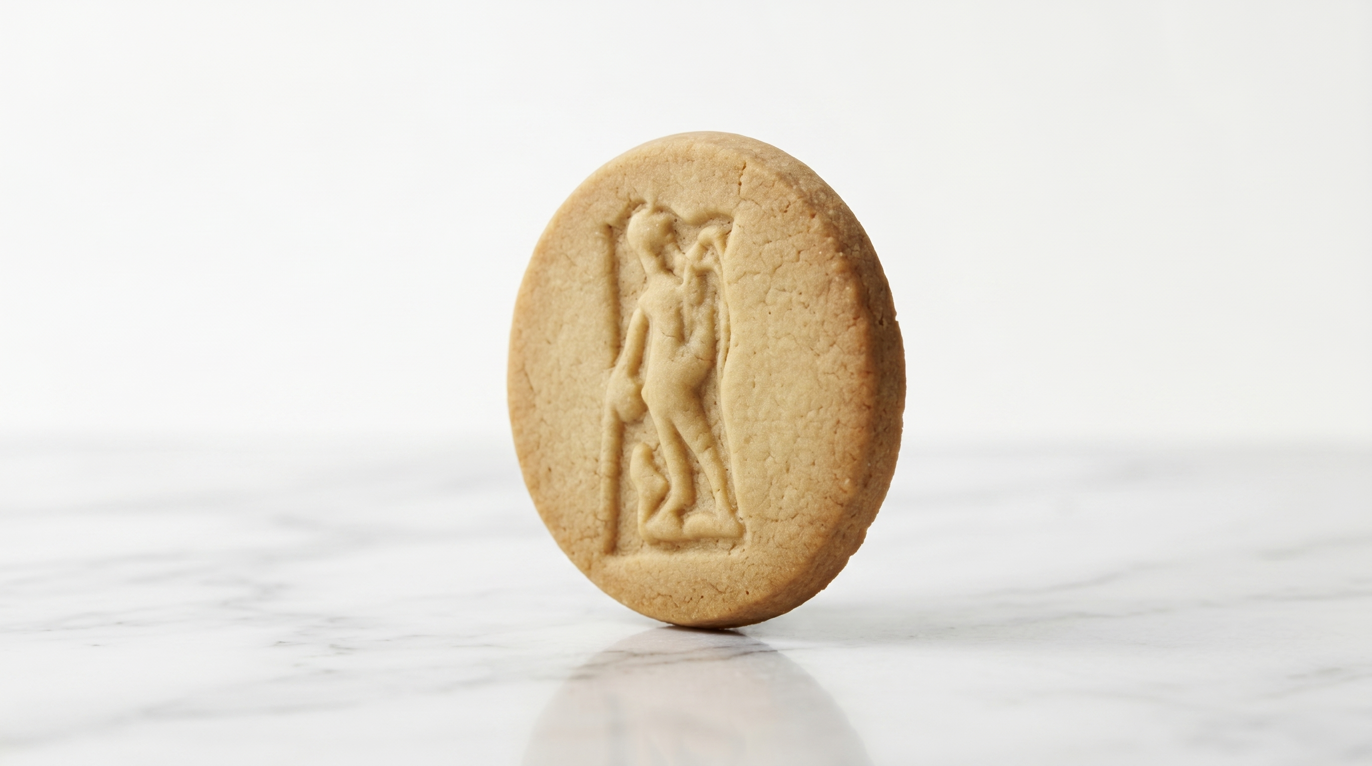 Jedan Amulum kolačić stojeći na mermernoj podlozi