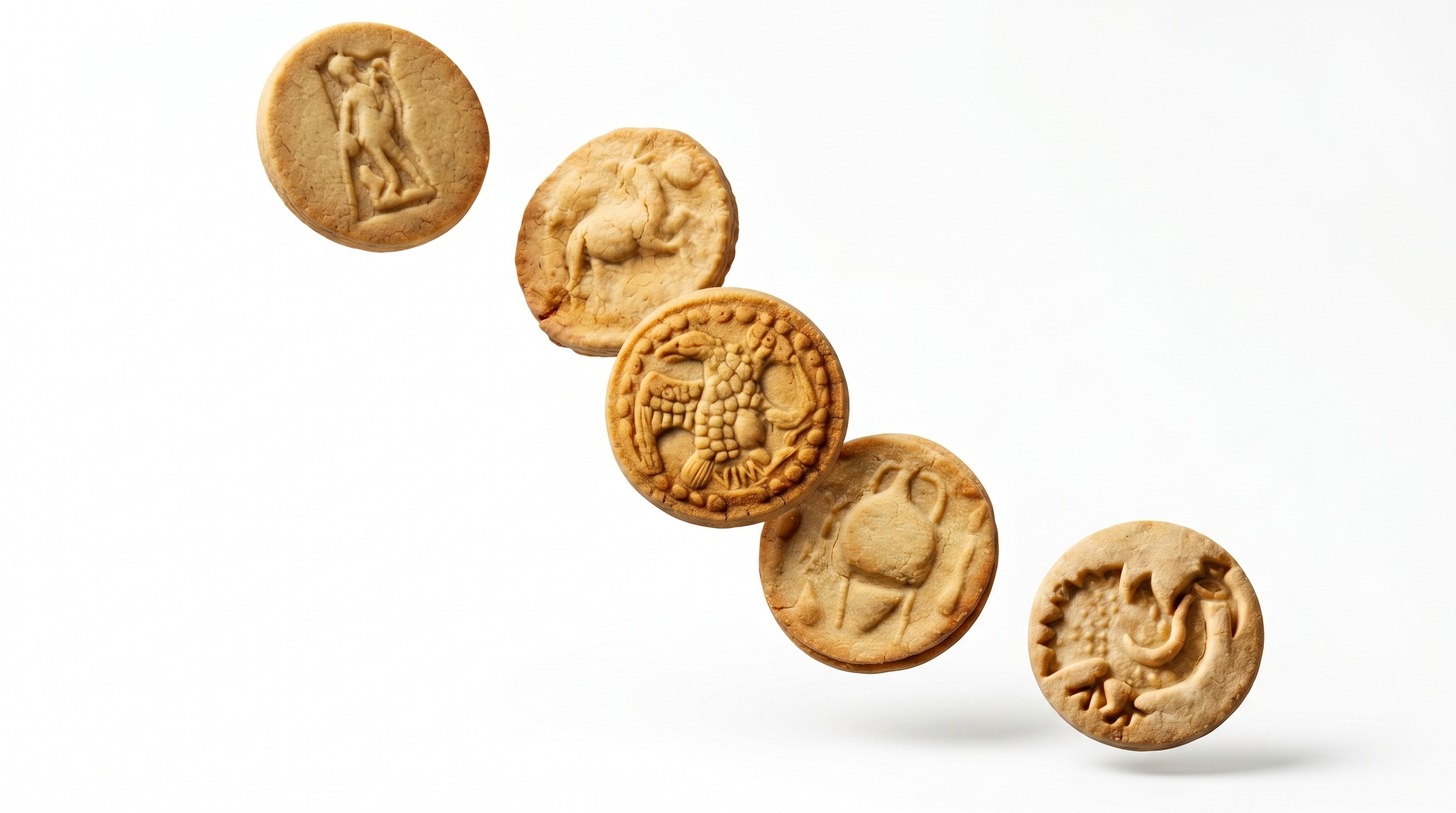 Pet Amulum kolačića u dijagonalnom rasporedu