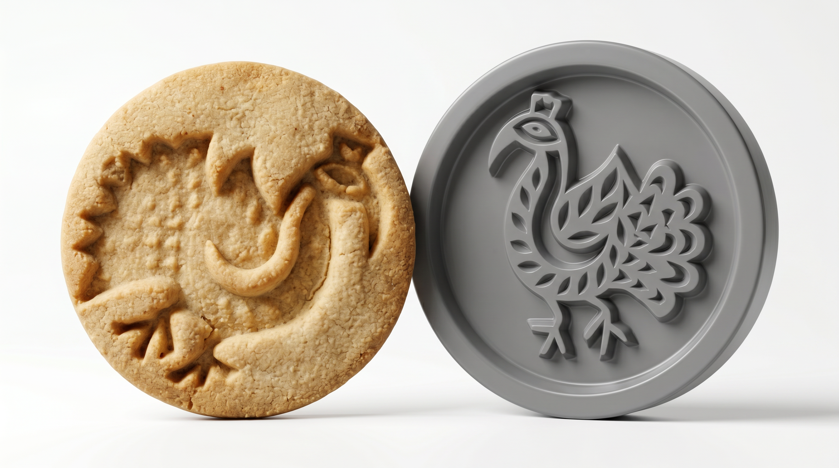 Amulum kolačić i plastični kalup — paun motiv