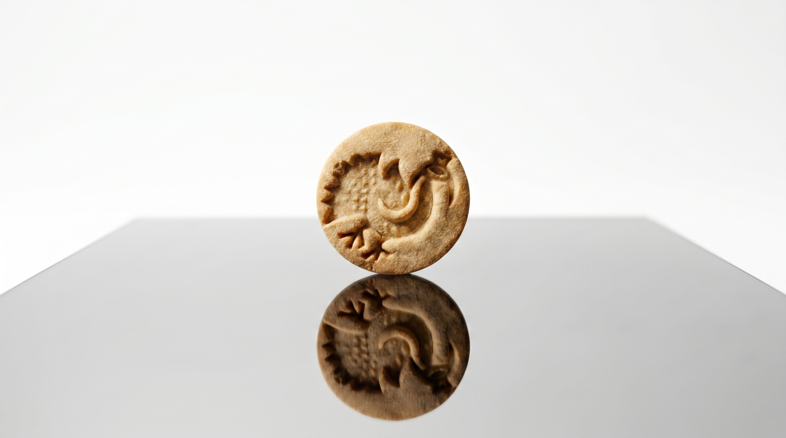 Amulum kolačić stojeći sa odrazom na ogledalu